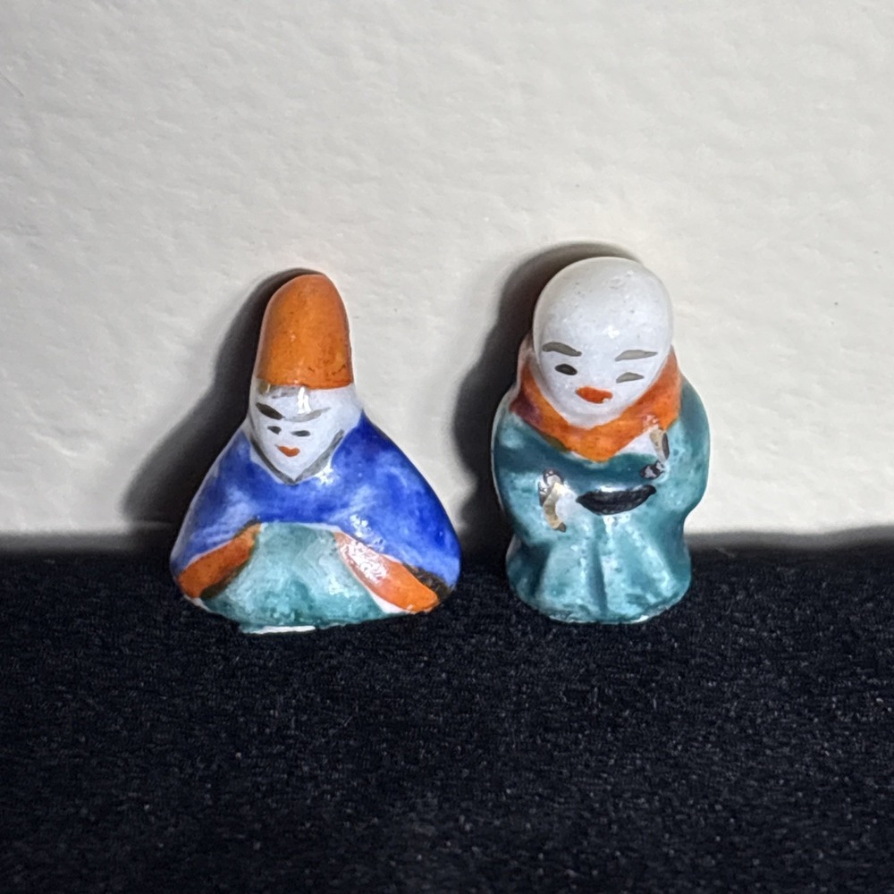 Miniature Ceramic Figurines Japanese Folk Art Style